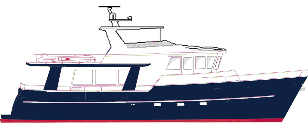 Profile Drawing -- Ruby Yachts / Bruce Roberts Passagemaker 62